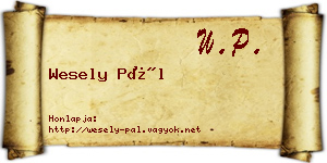 Wesely Pál névjegykártya